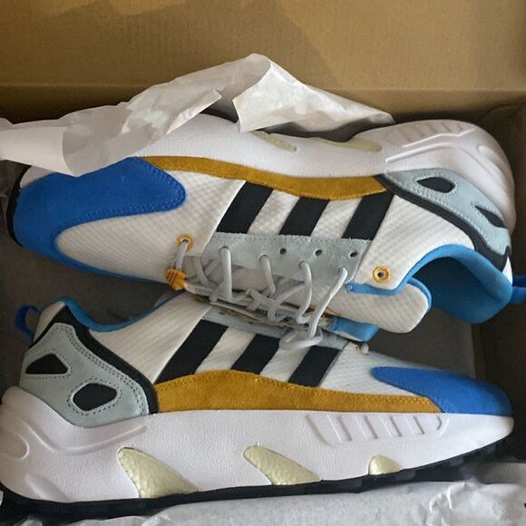 Adidas Zx 22 Boost White/Gold/Blue - Picture 10 of 12